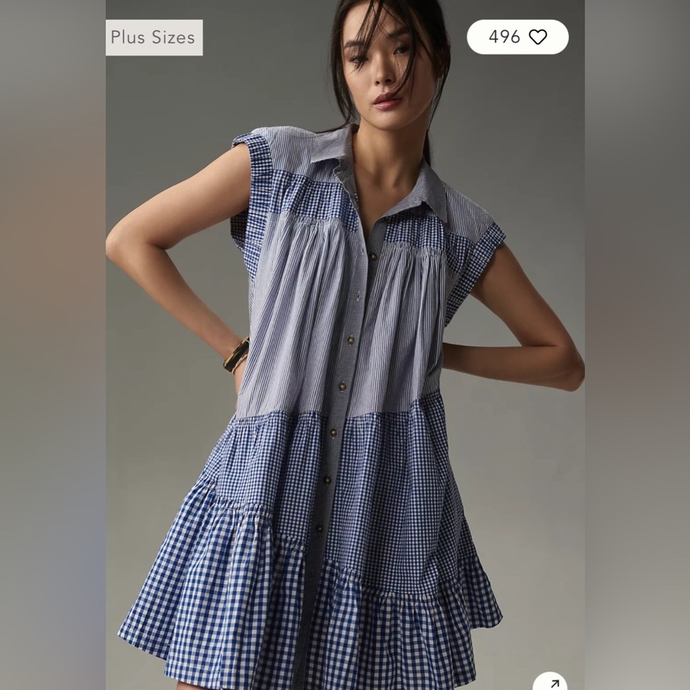Anthropologie Short-Sleeve Tunic Mini Dress